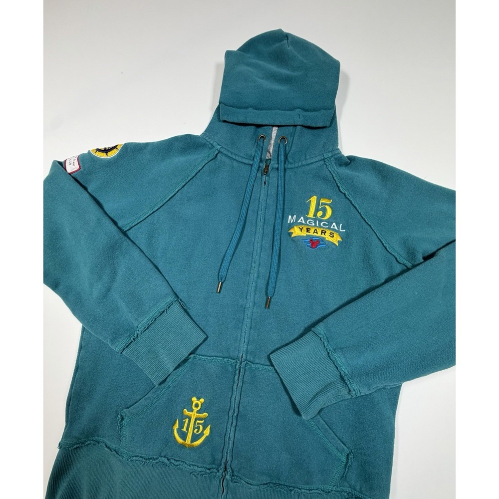 Disney Cruise Line 15 Magical Years Medium Teal Full Zip Jacket Embroidered